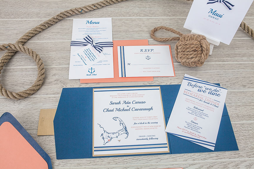 Nautical Square Pocket Wedding Invitation