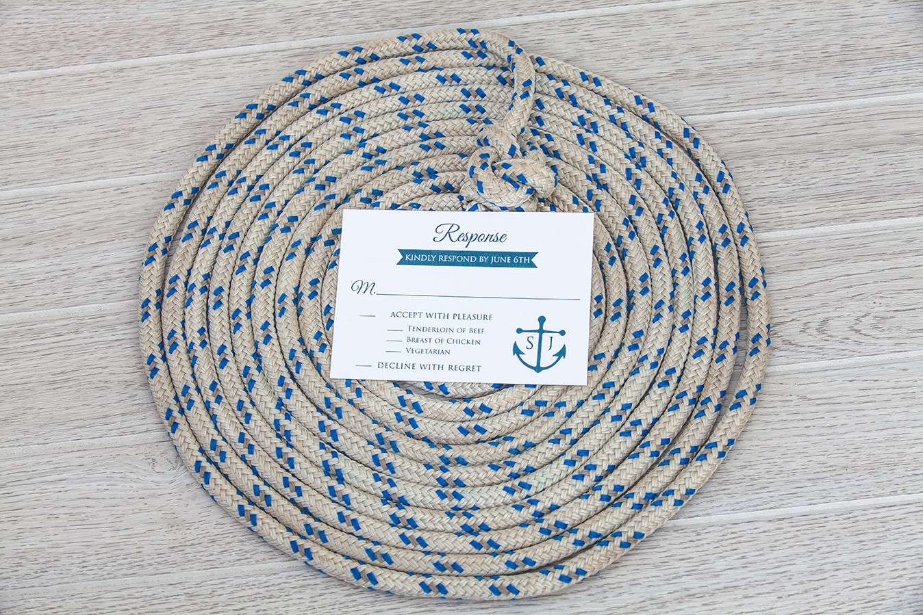 Navy blue and white nautical panel pocket wedding invitation