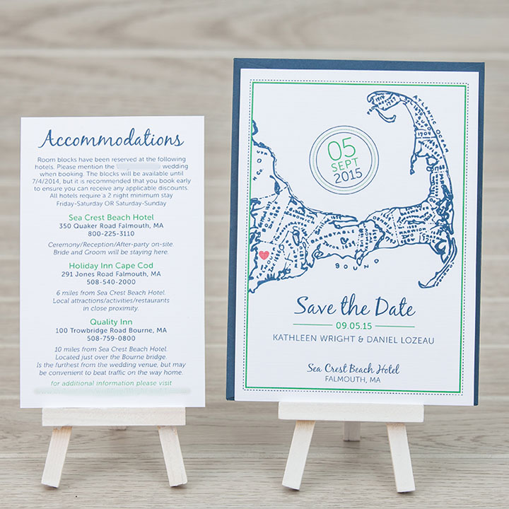 Navy Blue and Green Cape Cod Save the Date