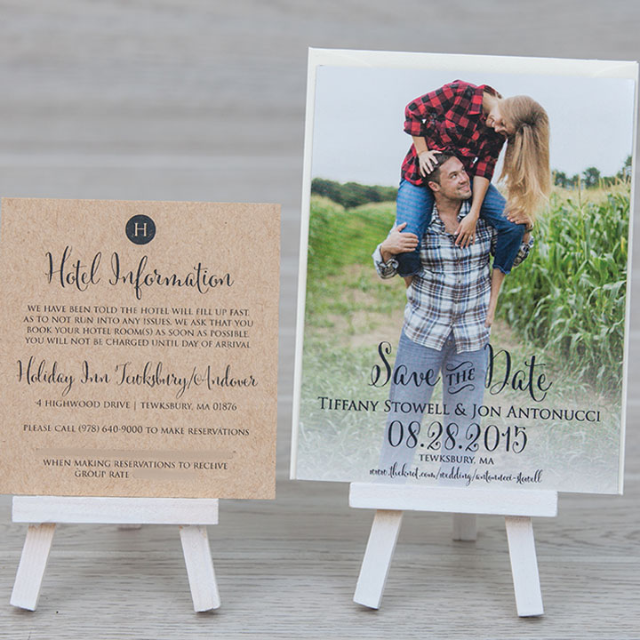 Photo magnet save the date with kraft paper insert