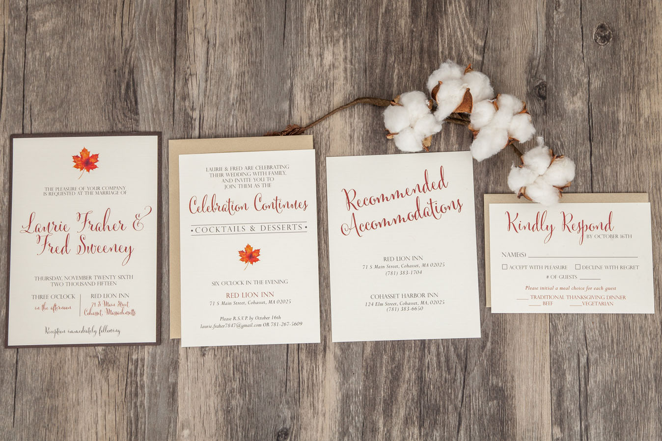 Fall Wedding Invitations | Thanksgiving Wedding